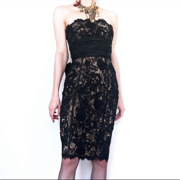 NWT Betsey Johnson Strapless Lace Nude Illusion Dress - Picture 1 of 7